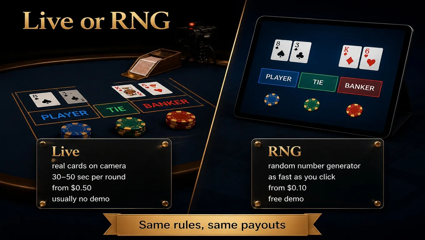 Live vs RNG baccarat compared