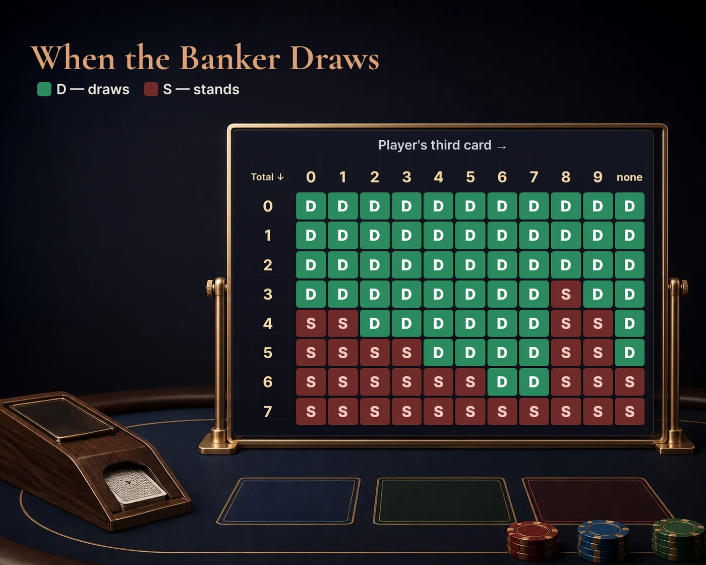 Banker third-card rule chart